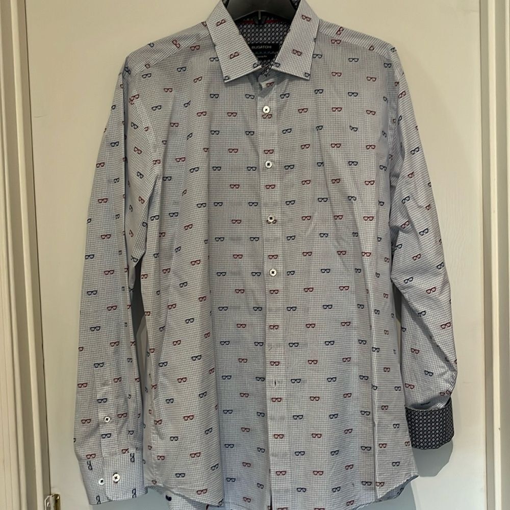 Bugatchi 100% Cotton long sleeve embroidered shirt